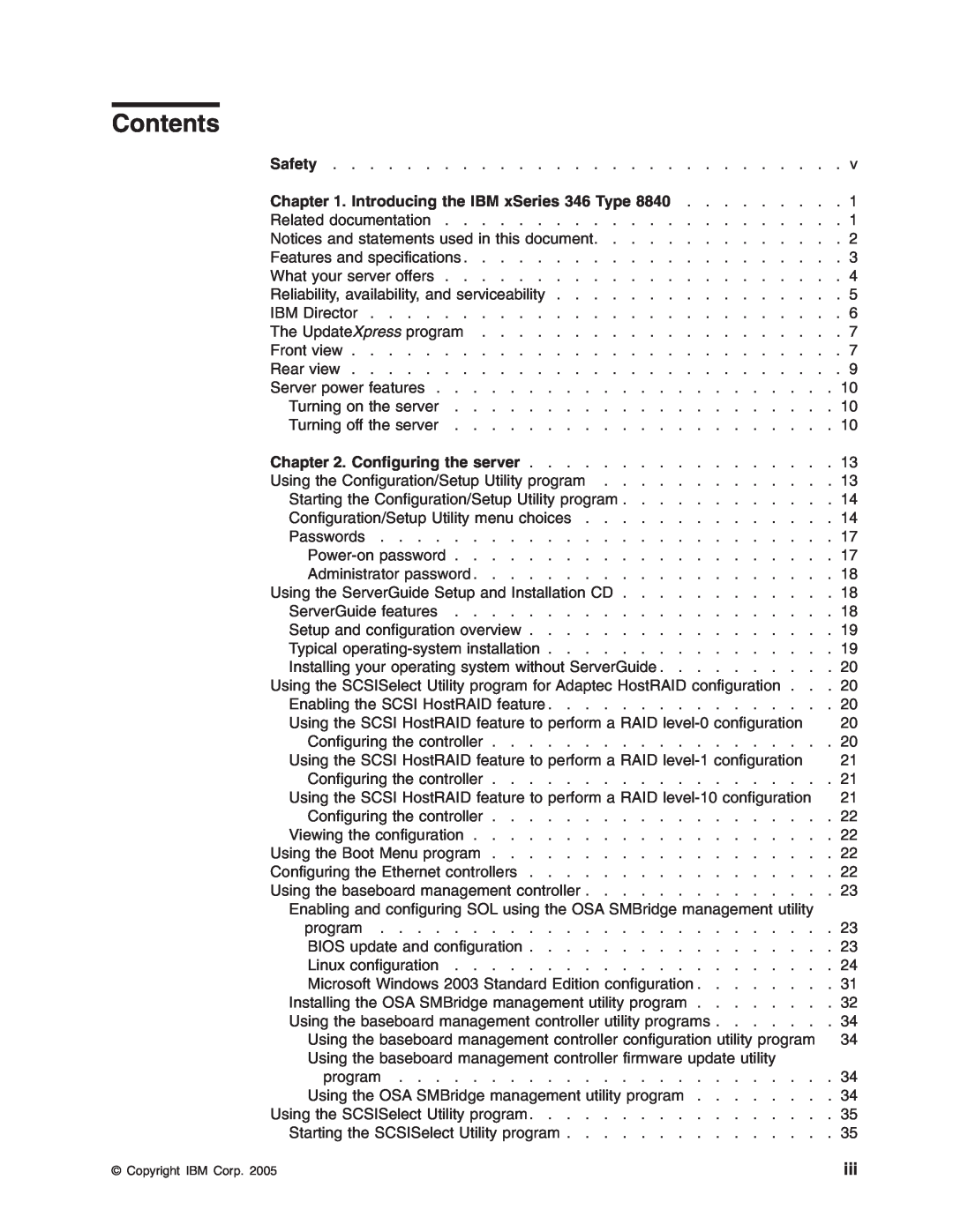 IBM 8840 manual Contents, Introducing the IBM xSeries 346 Type, Configuring the server 