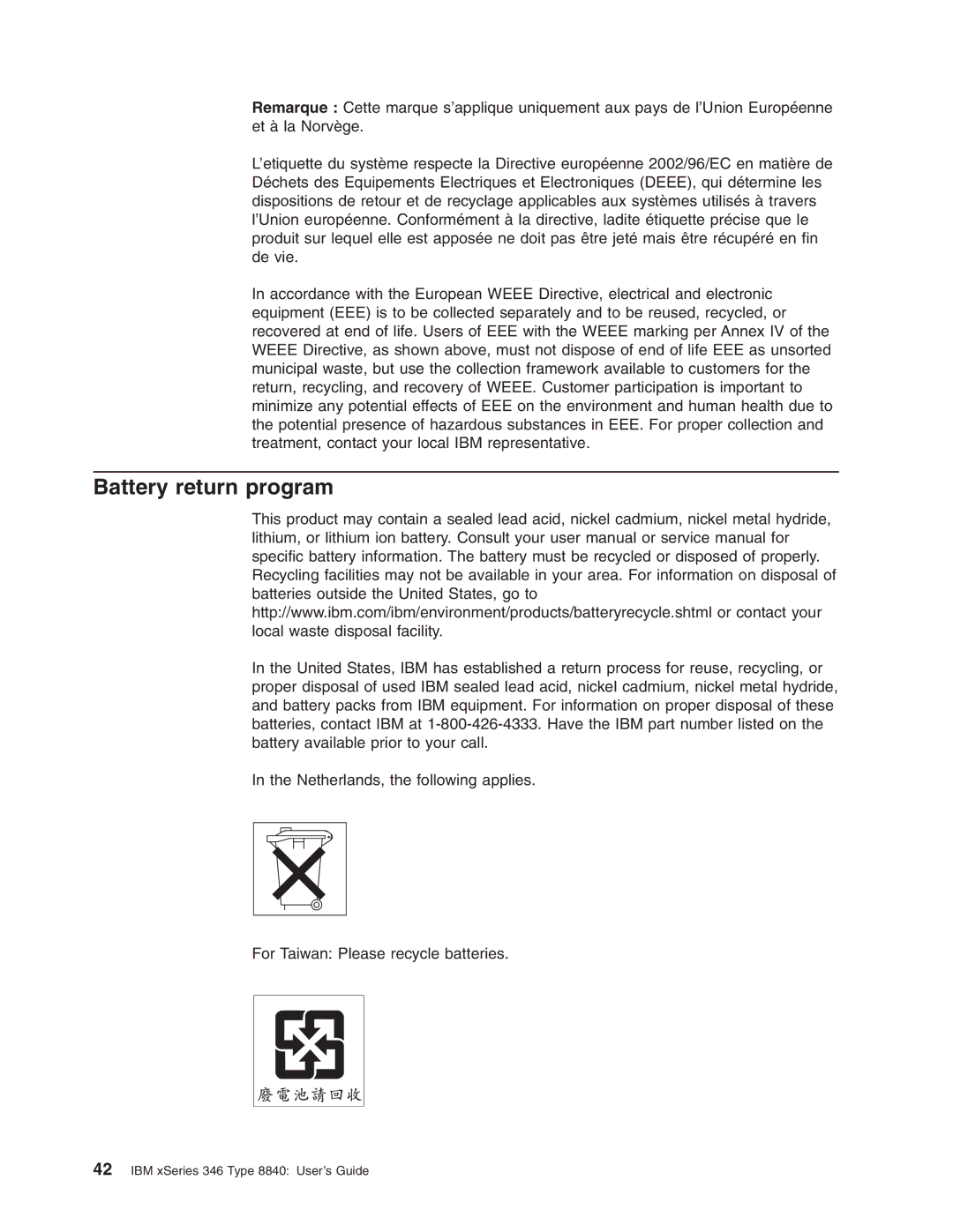 IBM 8840 manual Battery return program 