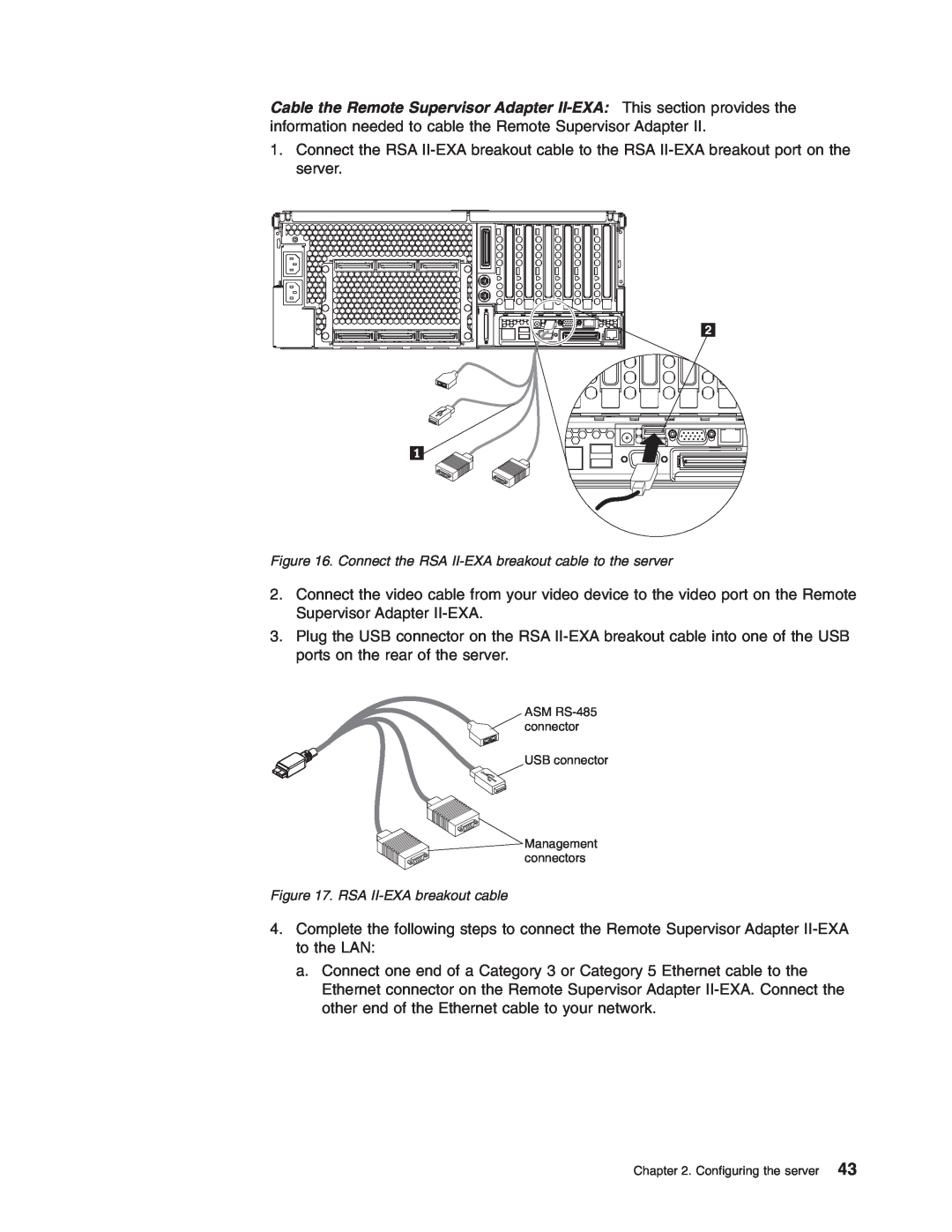 IBM 8870 manual Connect the RSA II-EXA breakout cable to the server 