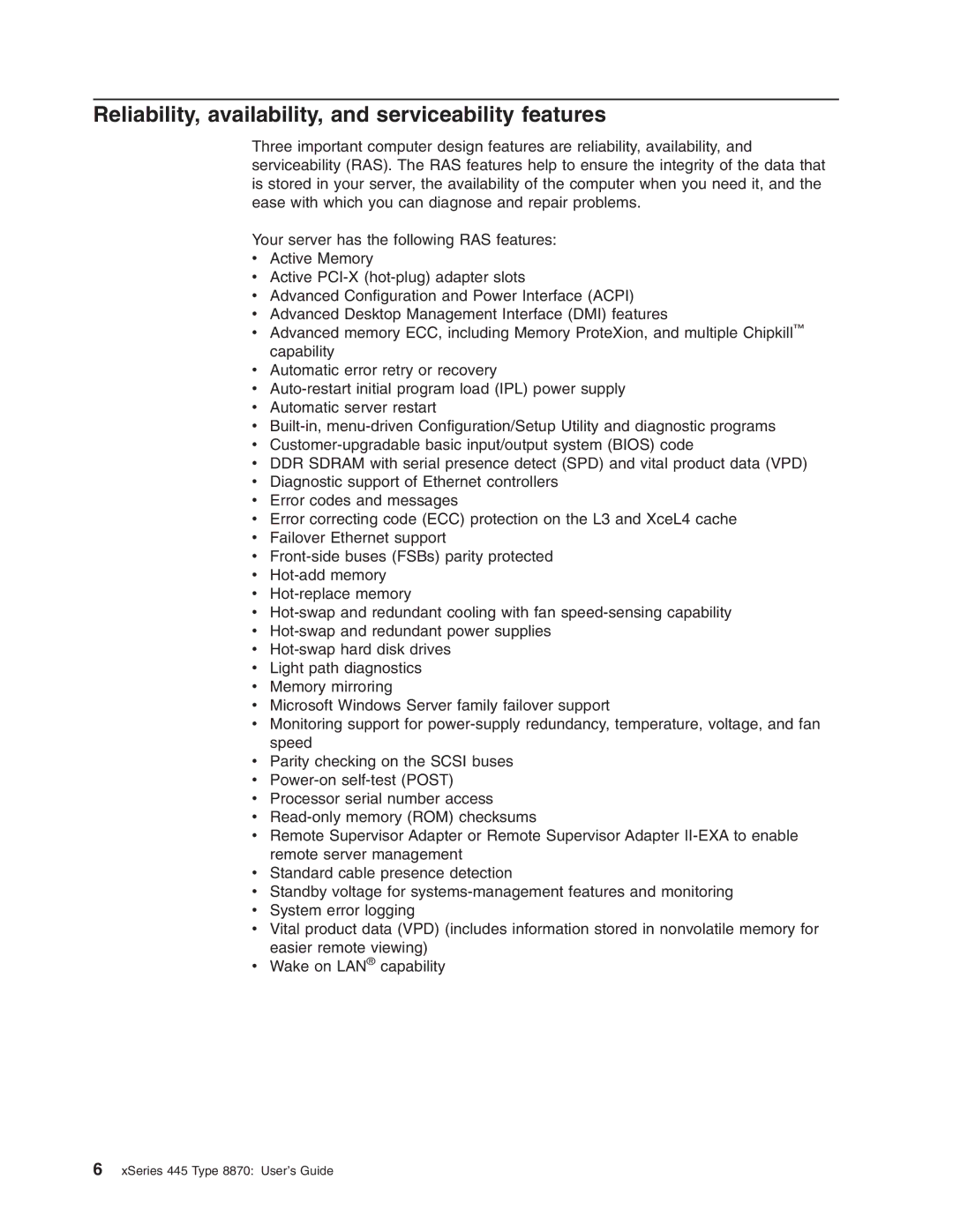 IBM 8870 manual Reliability, availability, and serviceability features 