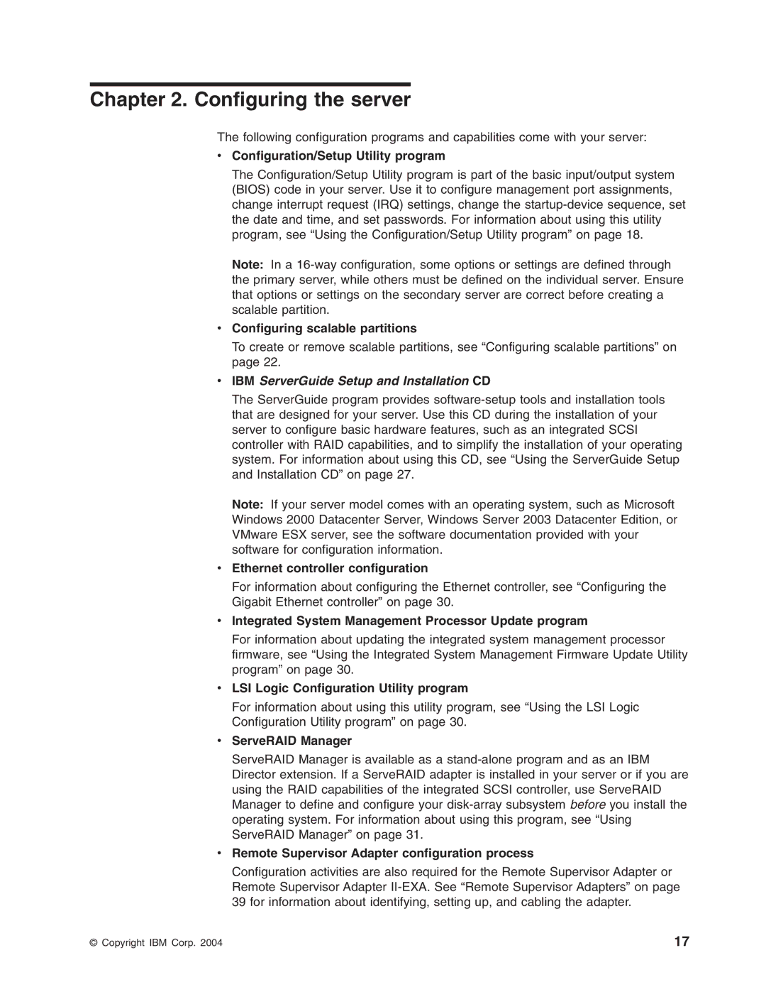 IBM 8870 manual Configuration/Setup Utility program, Configuring scalable partitions, Ethernet controller configuration 