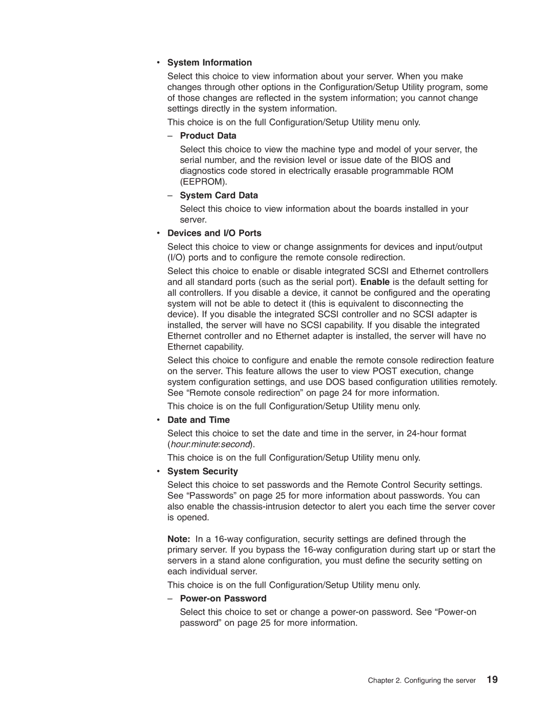 IBM 8870 manual System Information, Product Data, System Card Data, Devices and I/O Ports, Date and Time, System Security 