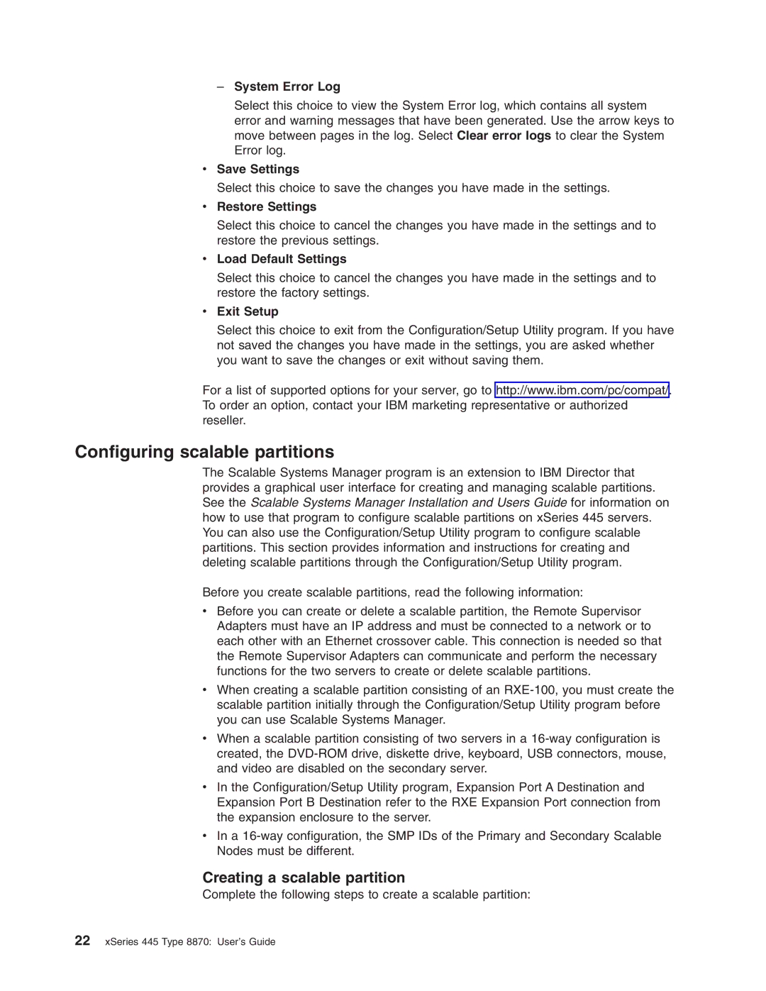 IBM 8870 manual Configuring scalable partitions, Creating a scalable partition 