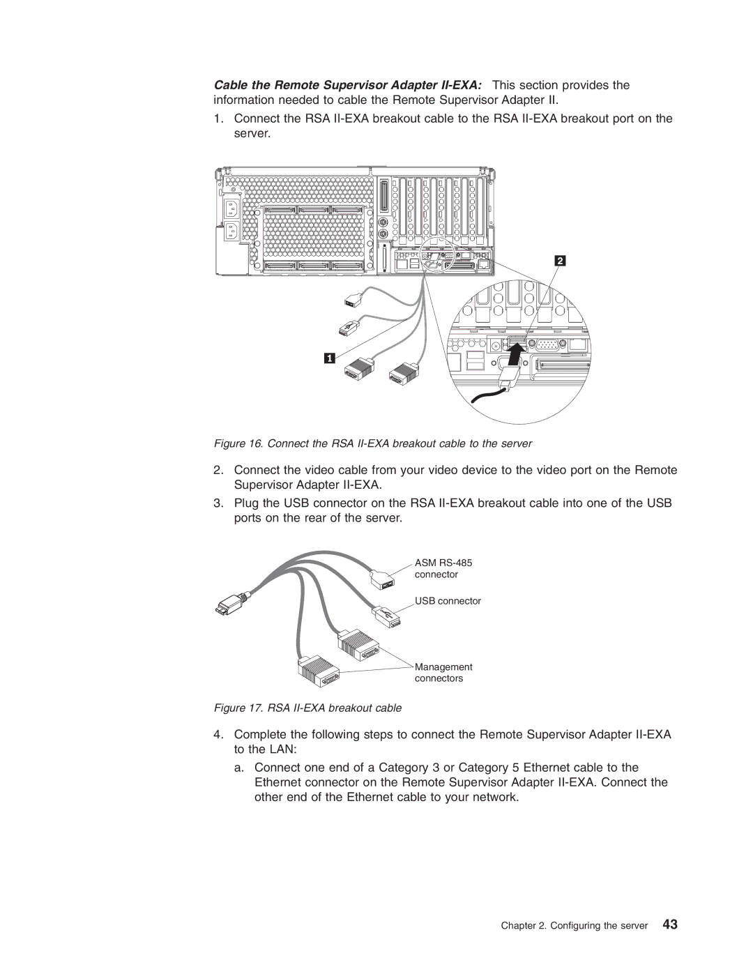 IBM 8870 manual Connect the RSA II-EXA breakout cable to the server 