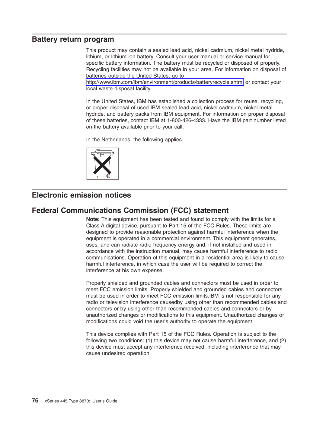 IBM 8870 manual Battery return program 