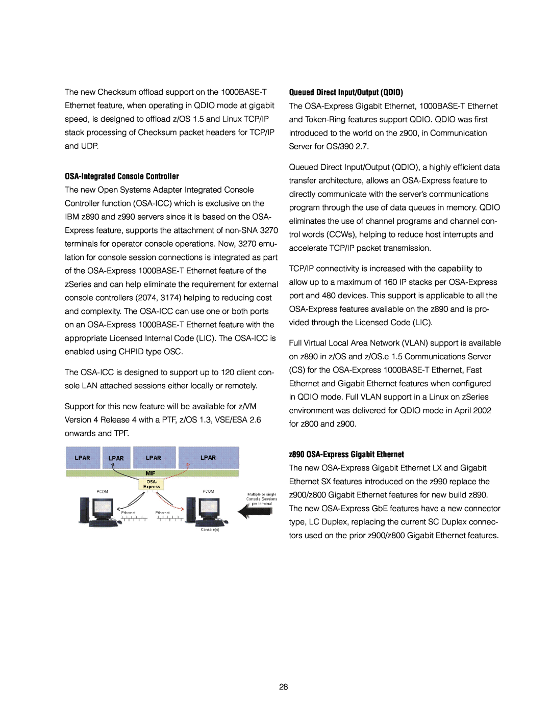 IBM manual OSA-Integrated Console Controller, Queued Direct Input/Output QDIO, z890 OSA-Express Gigabit Ethernet 