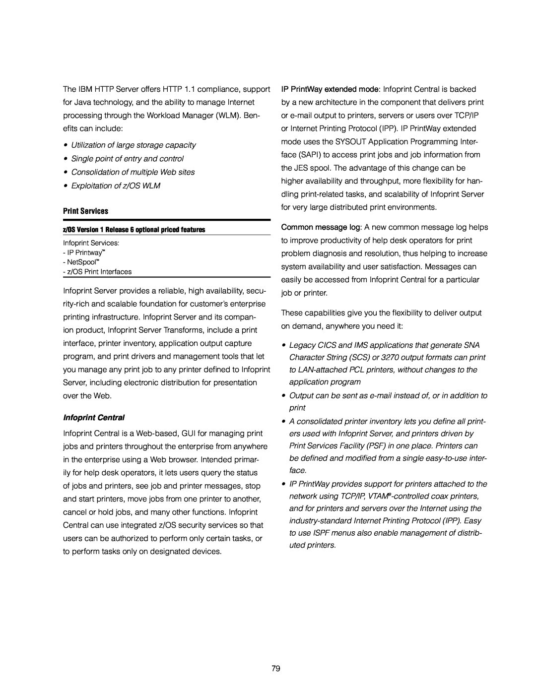 IBM 890 manual Print Services, Infoprint Central 