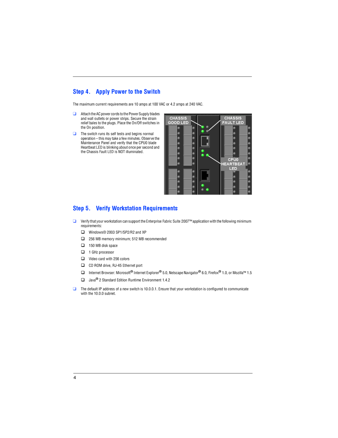 IBM 9000s quick start Apply Power to the Switch, Verify Workstation Requirements 