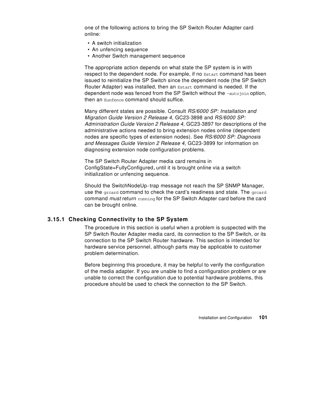 IBM 9077 manual Checking Connectivity to the SP System, 101 