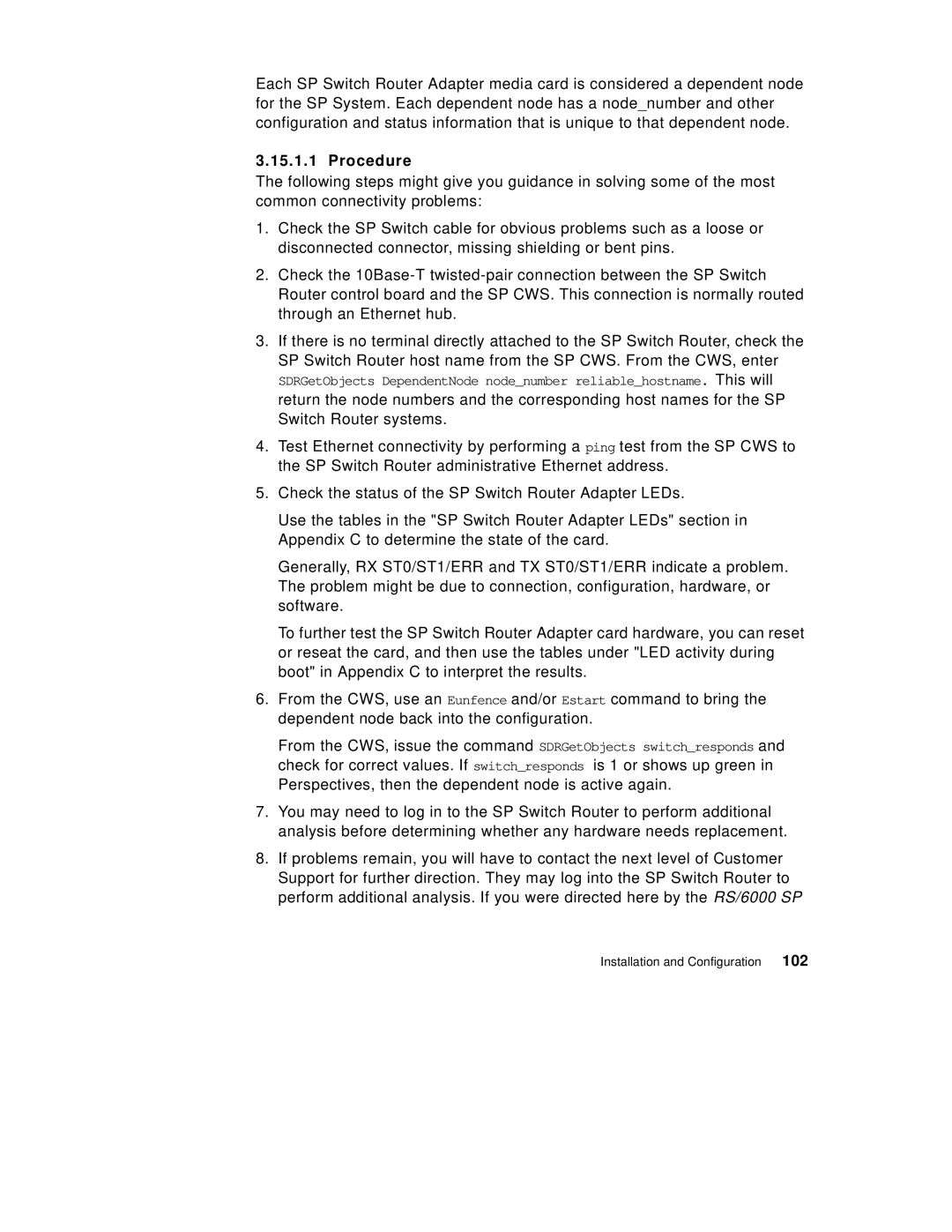 IBM 9077 manual Procedure, 102 