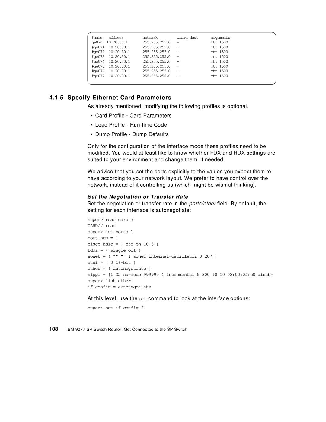 IBM 9077 manual Specify Ethernet Card Parameters, Ge070 