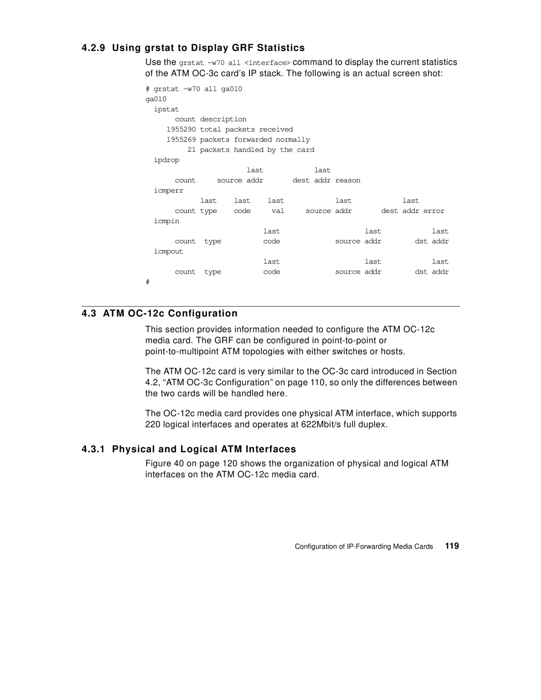 IBM 9077 manual ATM OC-12c Configuration, 119 