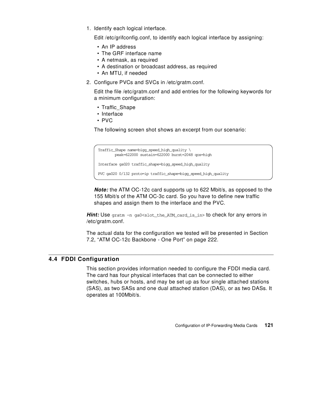 IBM 9077 manual Fddi Configuration, 121 