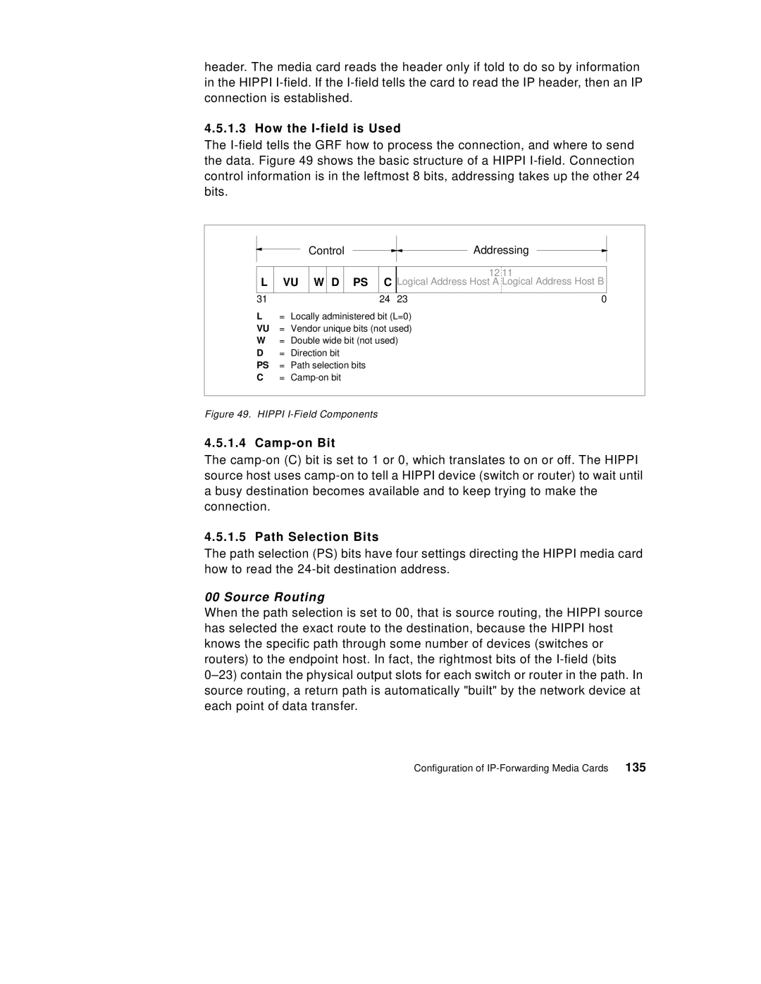 IBM 9077 manual How the I-field is Used, Camp-on Bit, Path Selection Bits, 135 