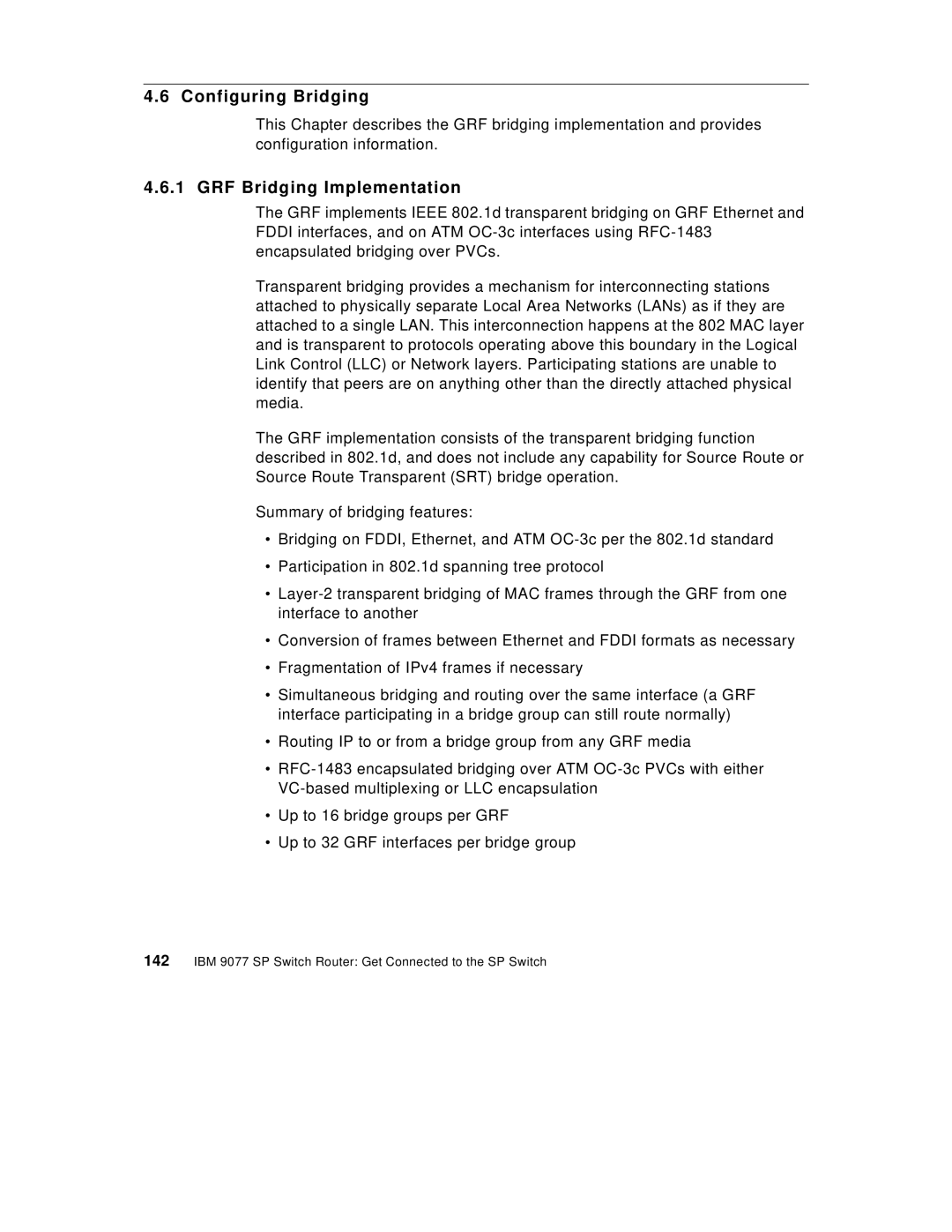 IBM 9077 manual Configuring Bridging, GRF Bridging Implementation 