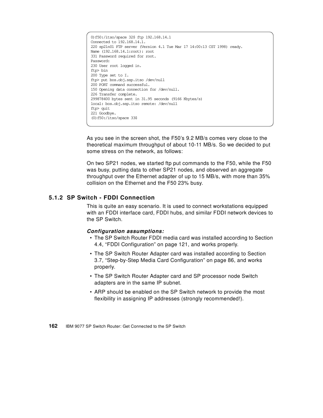 IBM 9077 manual SP Switch Fddi Connection 