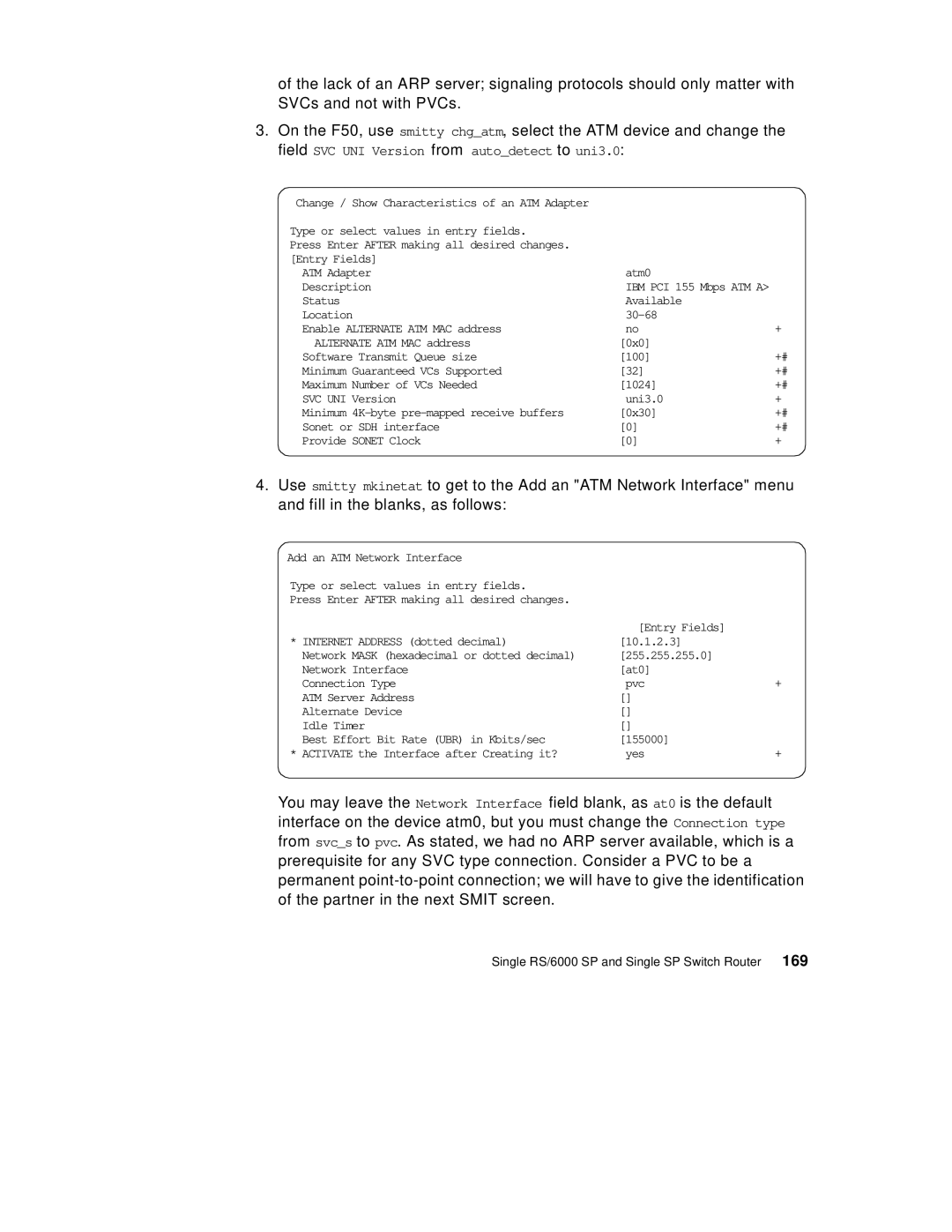 IBM 9077 manual Entry Fields ATM Adapter Atm0 Description 