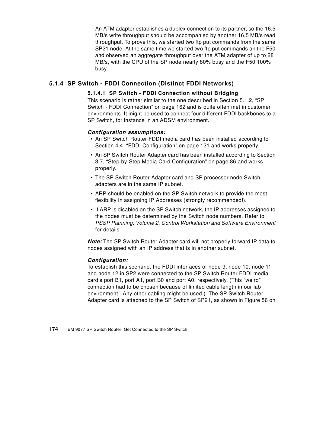 IBM 9077 manual SP Switch Fddi Connection Distinct Fddi Networks, SP Switch Fddi Connection without Bridging 