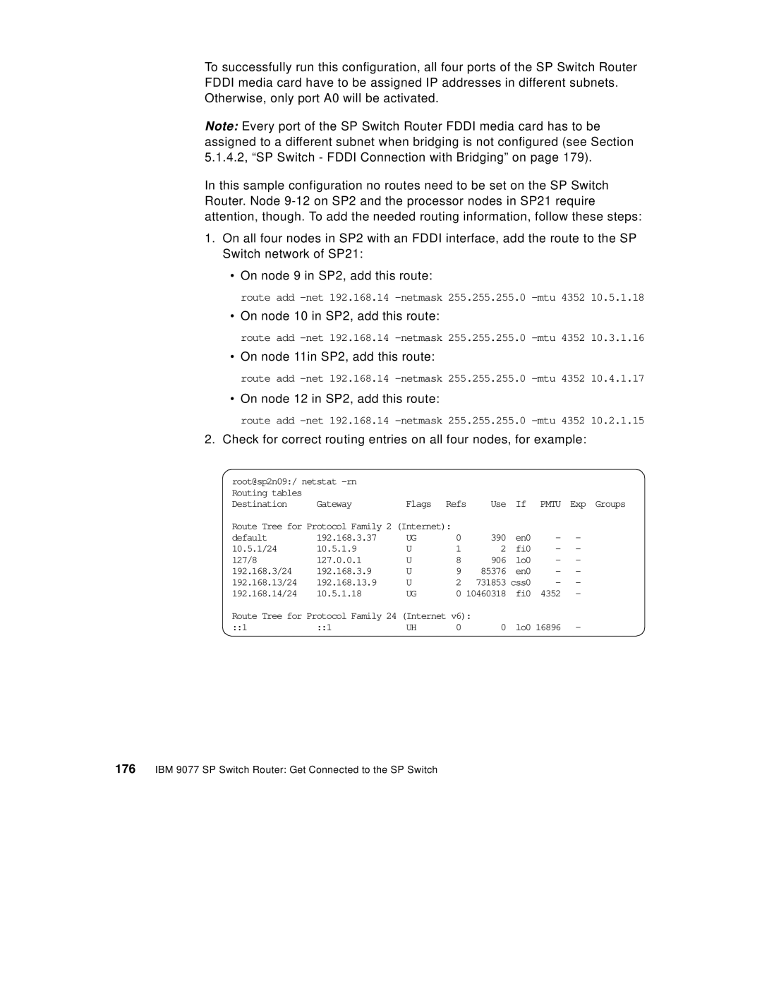 IBM 9077 manual On node 10 in SP2, add this route 