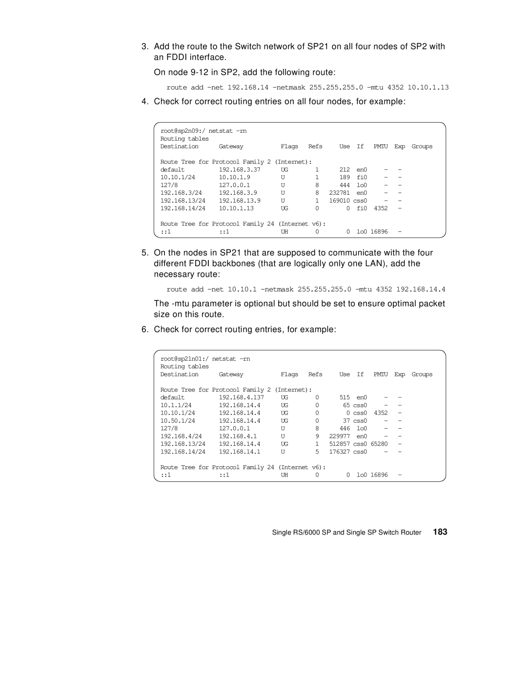 IBM 9077 manual Route add -net 10.10.1 -netmask 255.255.255.0 -mtu 4352 