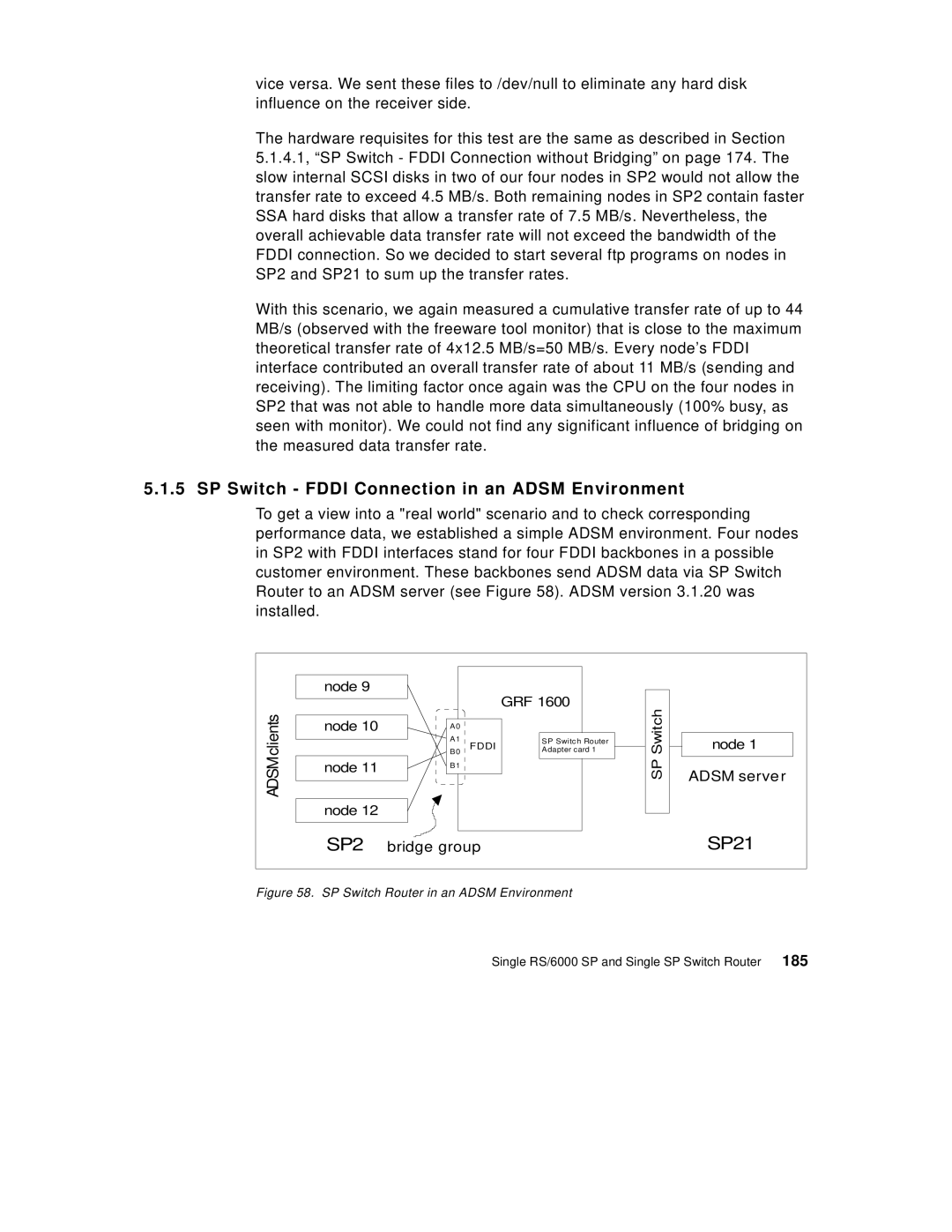 IBM 9077 manual SP Switch Fddi Connection in an Adsm Environment, SP Switch Router in an Adsm Environment 