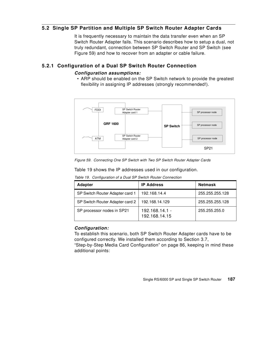 IBM 9077 manual Configuration of a Dual SP Switch Router Connection 