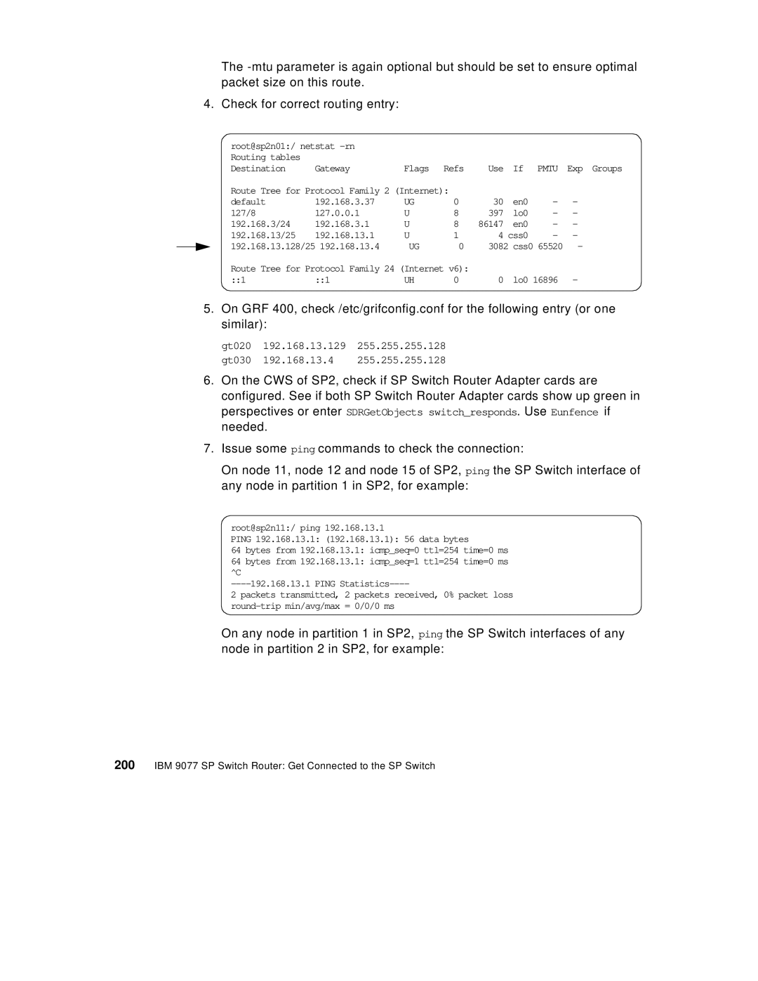 IBM 9077 manual Default 192.168.3.37 En0 127/8 127.0.0.1 397 Lo0 