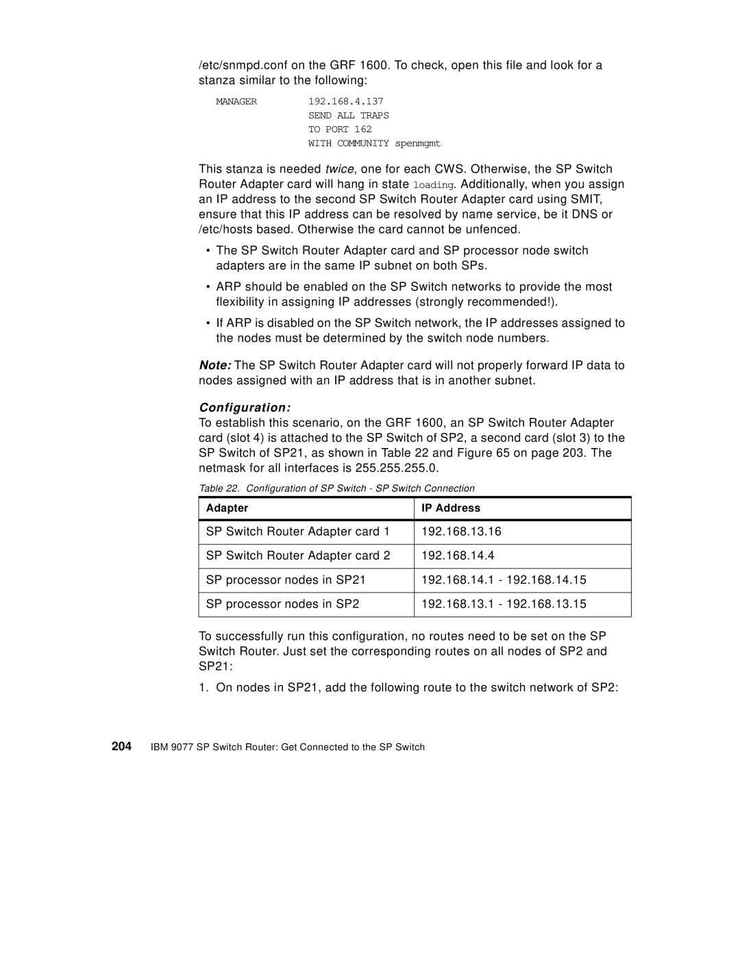 IBM 9077 manual Configuration of SP Switch SP Switch Connection 