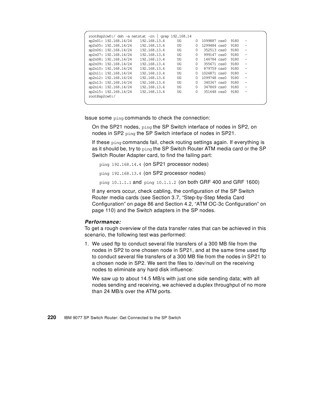 IBM 9077 manual Performance 