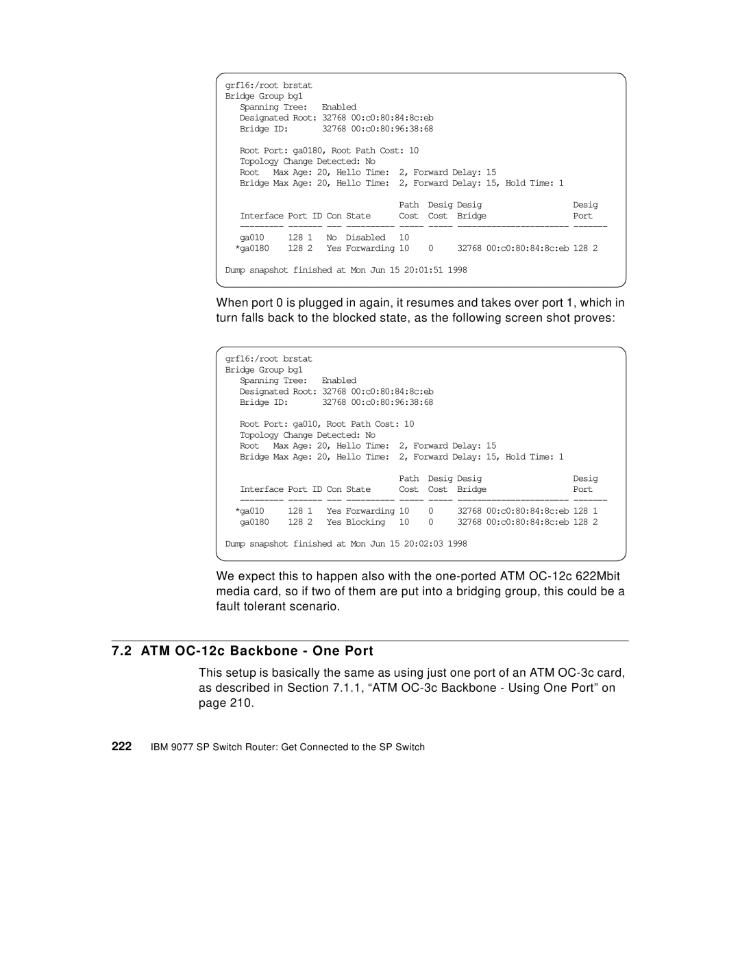 IBM 9077 manual ATM OC-12c Backbone One Port 