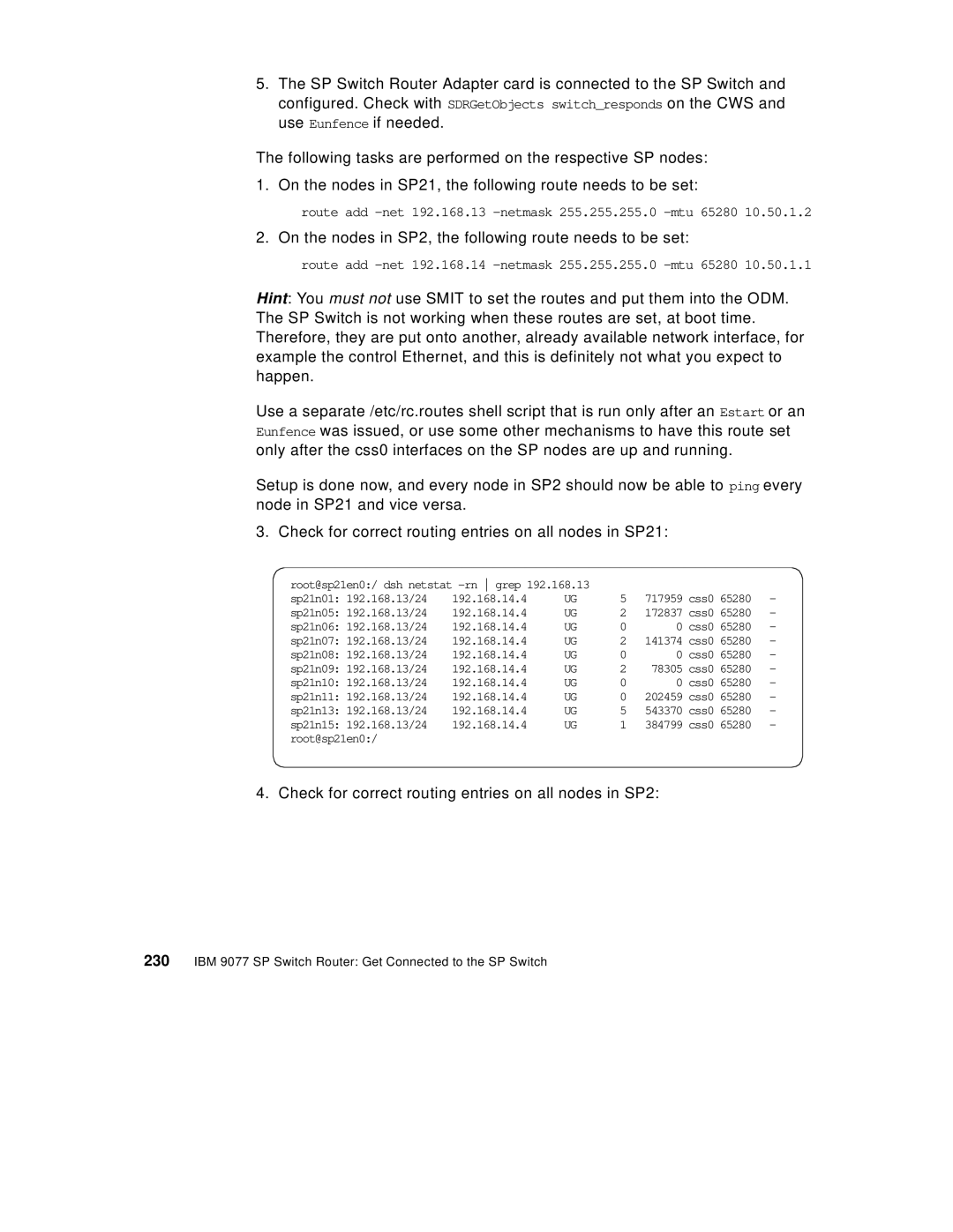 IBM 9077 manual Route add -net 192.168.13 -netmask 255.255.255.0 -mtu 65280 