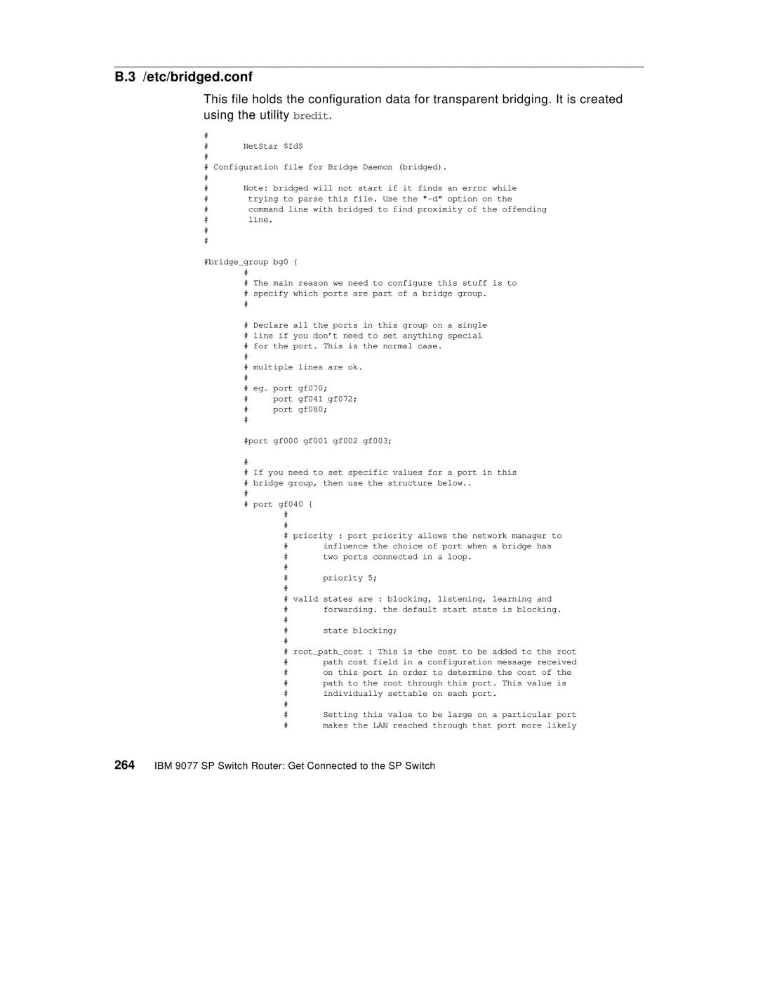 IBM 9077 manual Etc/bridged.conf 