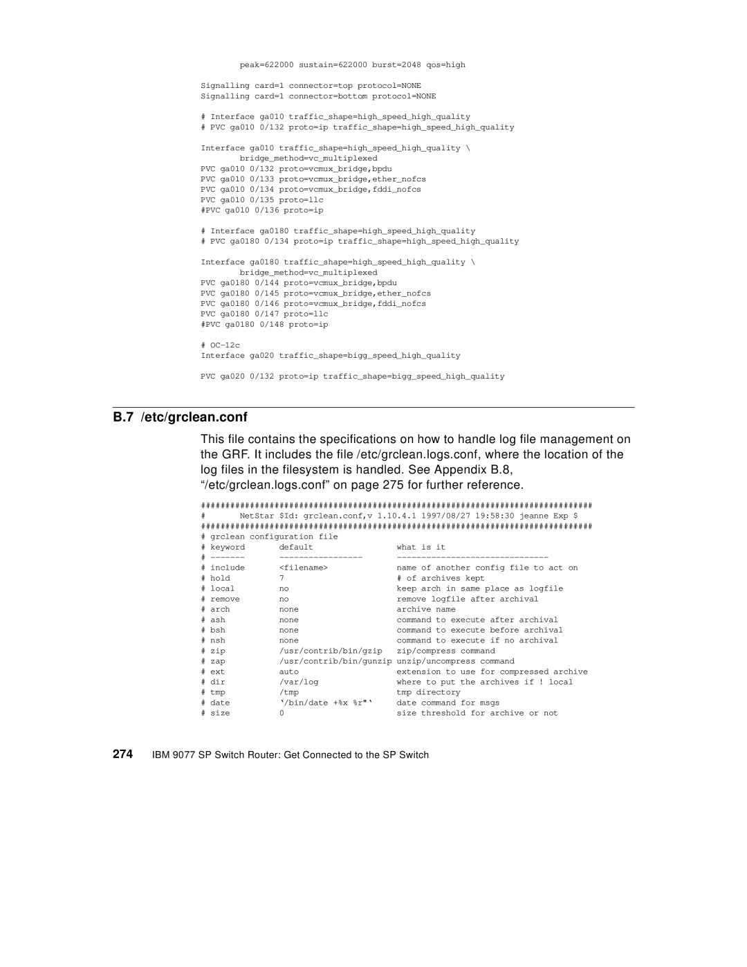 IBM 9077 manual Etc/grclean.conf 