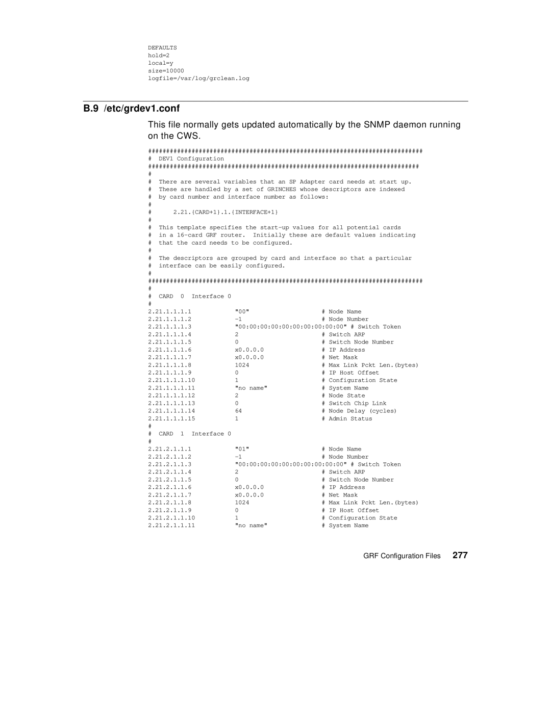 IBM 9077 manual Etc/grdev1.conf 