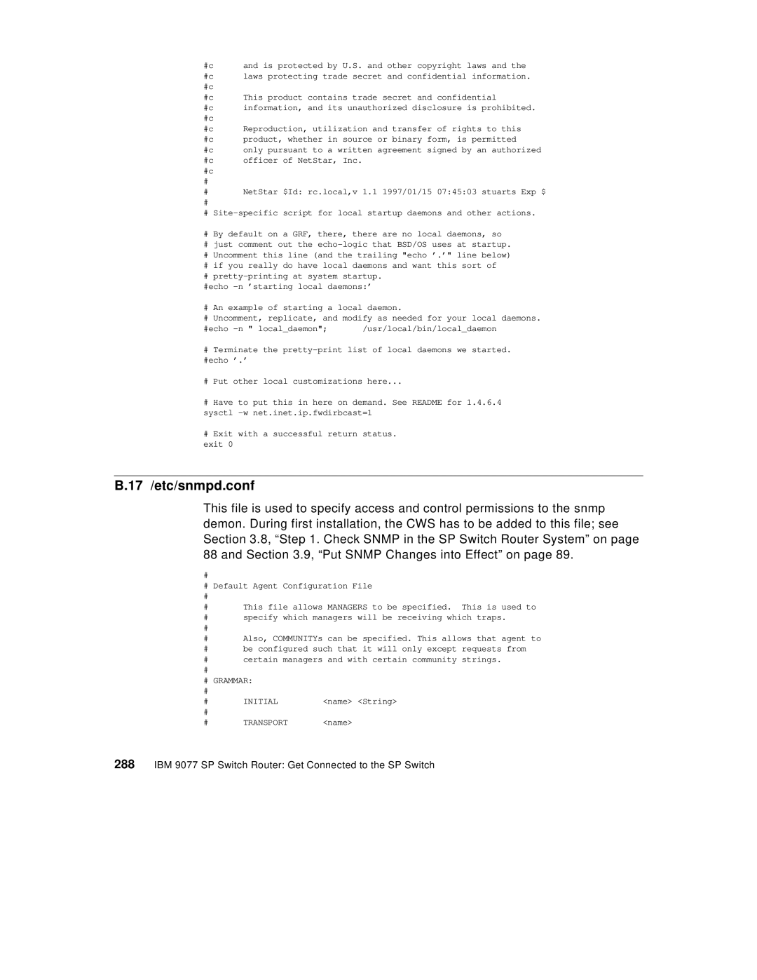 IBM 9077 manual 17 /etc/snmpd.conf 