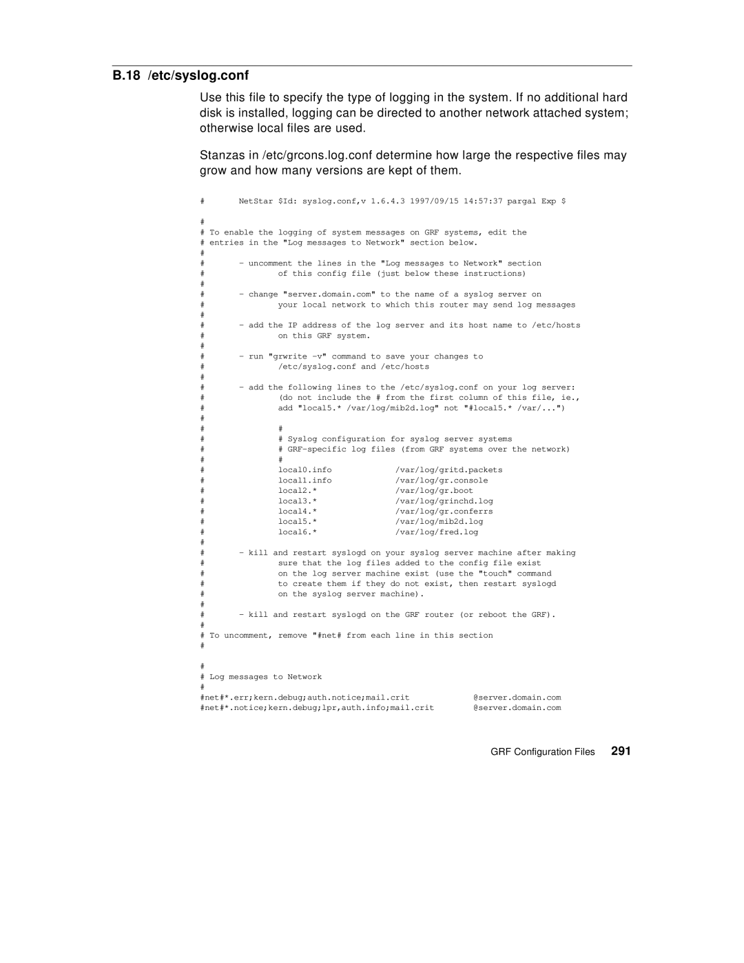 IBM 9077 manual 18 /etc/syslog.conf 