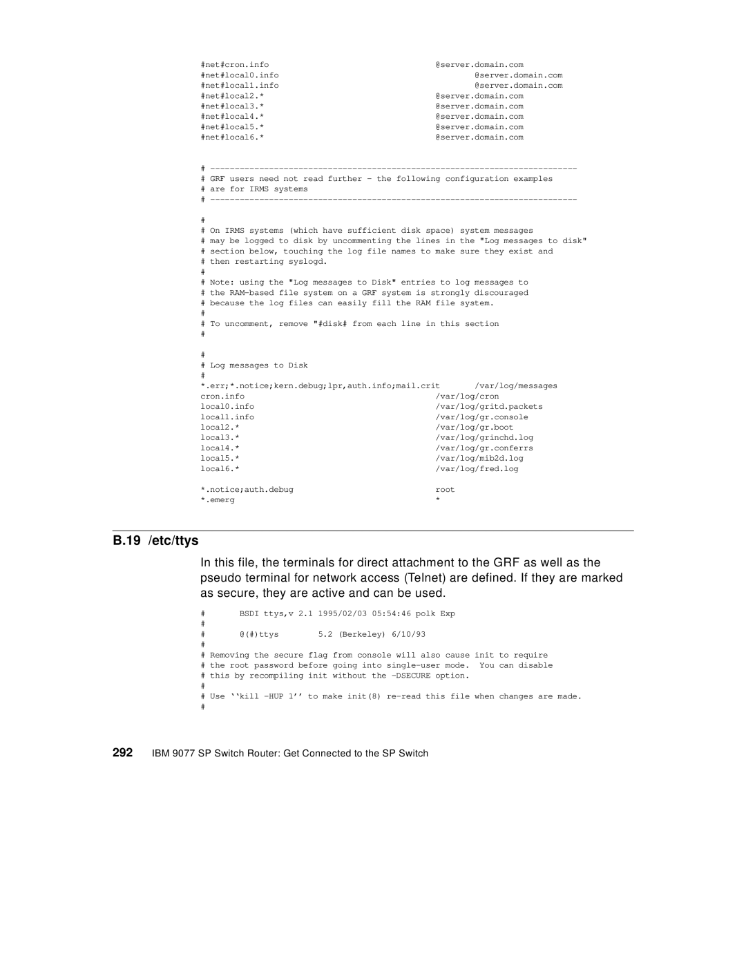 IBM 9077 manual 19 /etc/ttys 