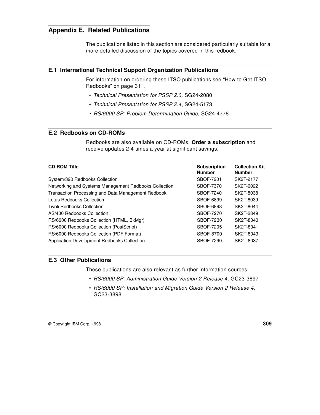 IBM 9077 Appendix E. Related Publications, International Technical Support Organization Publications, Redbooks on CD-ROMs 