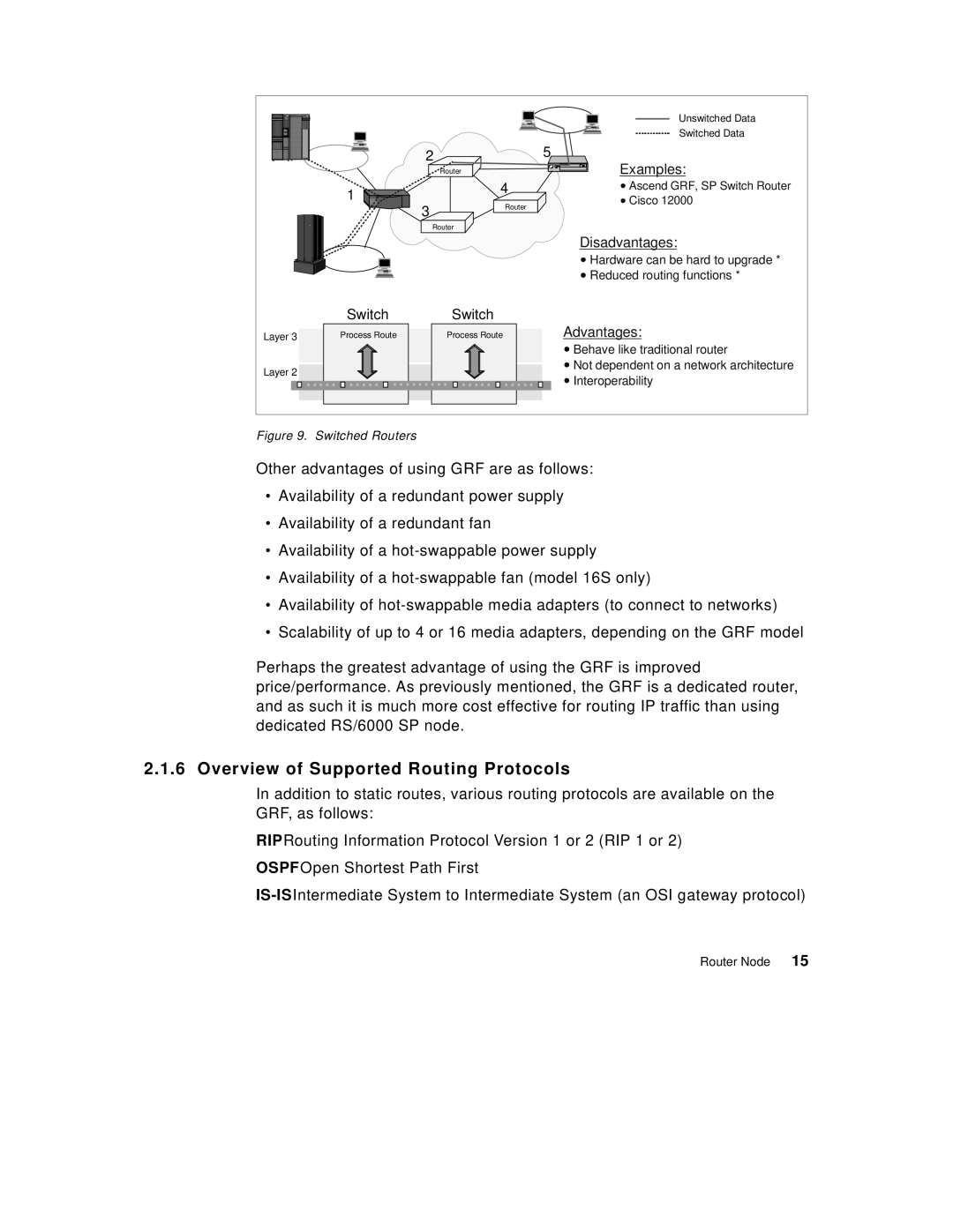 IBM 9077 manual Overview of Supported Routing Protocols, Switched Routers 