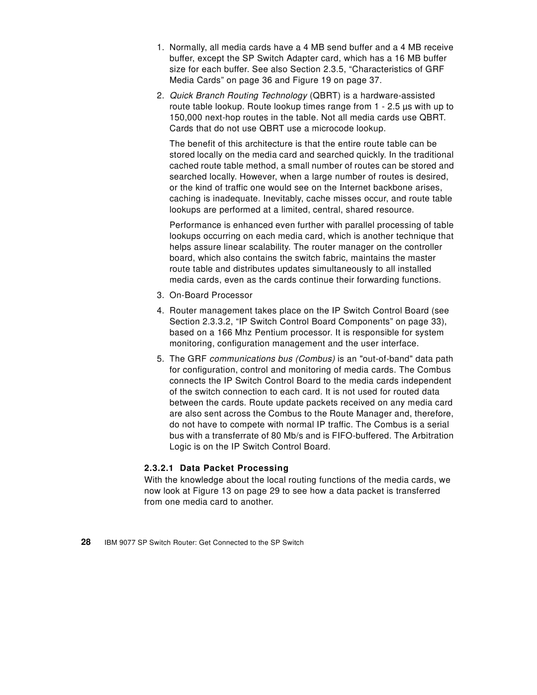 IBM 9077 manual Data Packet Processing 