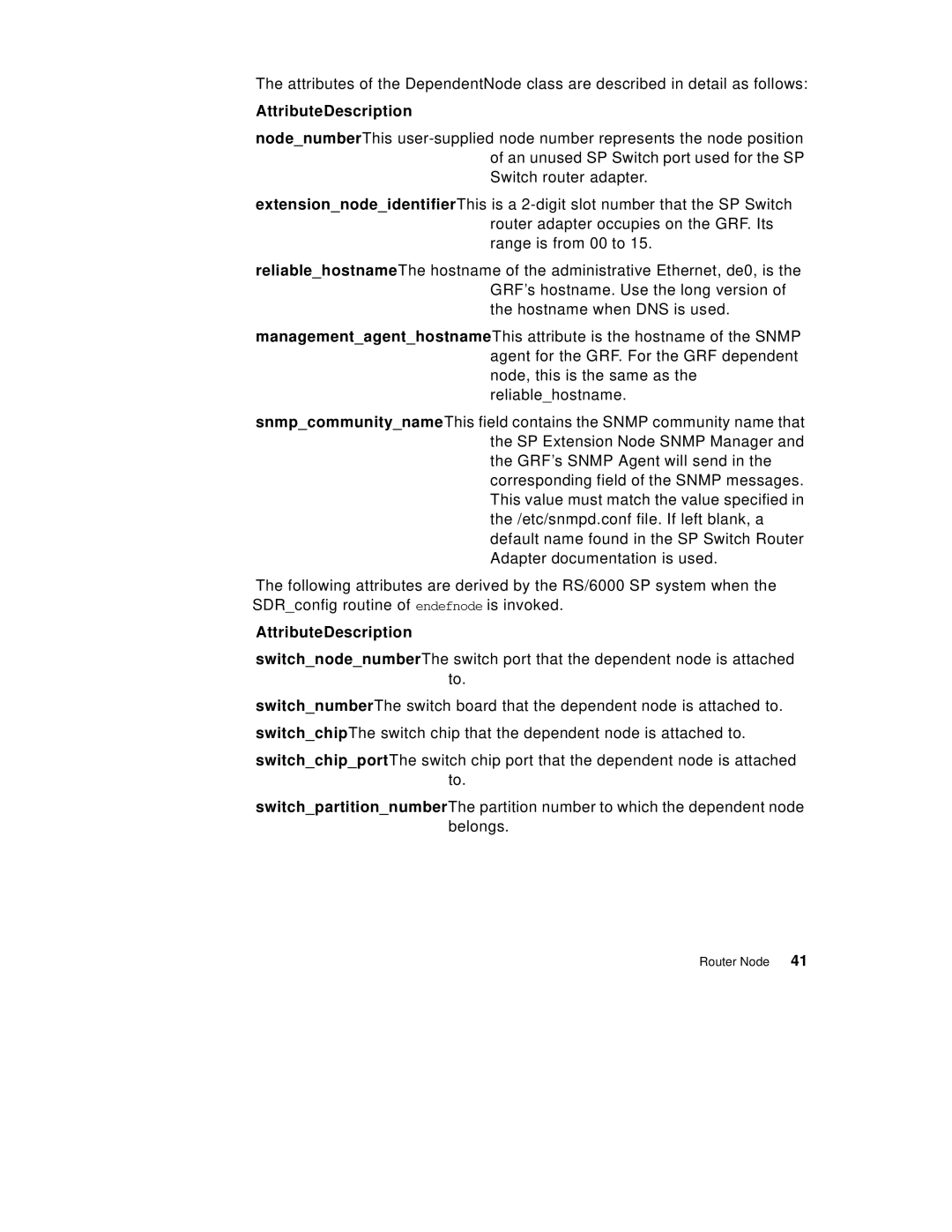 IBM 9077 manual AttributeDescription 