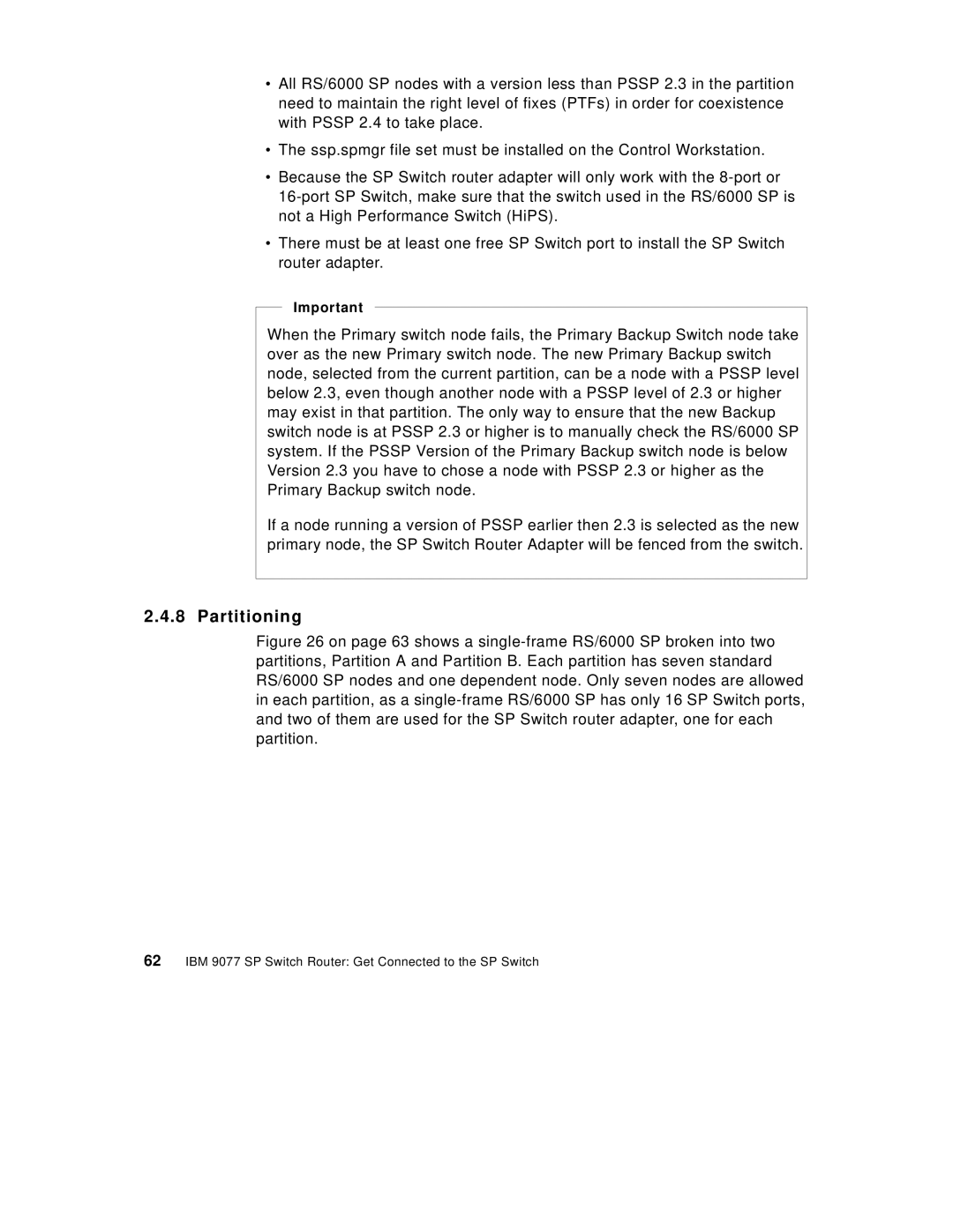 IBM 9077 manual Partitioning 