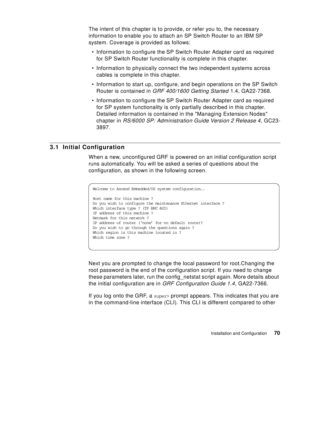 IBM 9077 manual Initial Configuration 