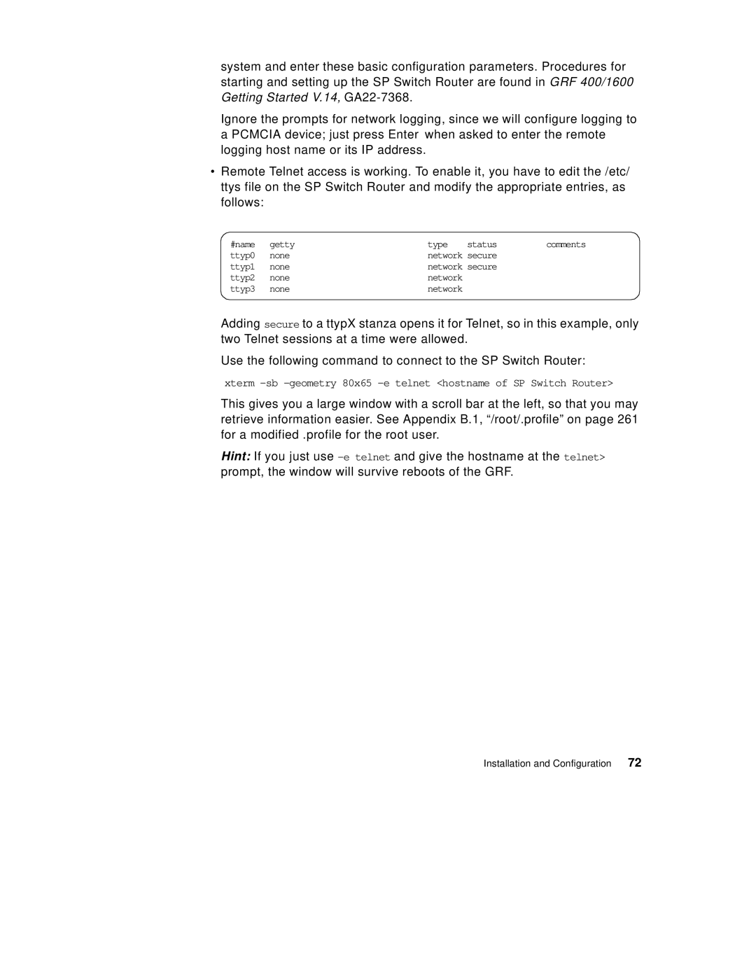 IBM 9077 manual #name Getty Type Status 