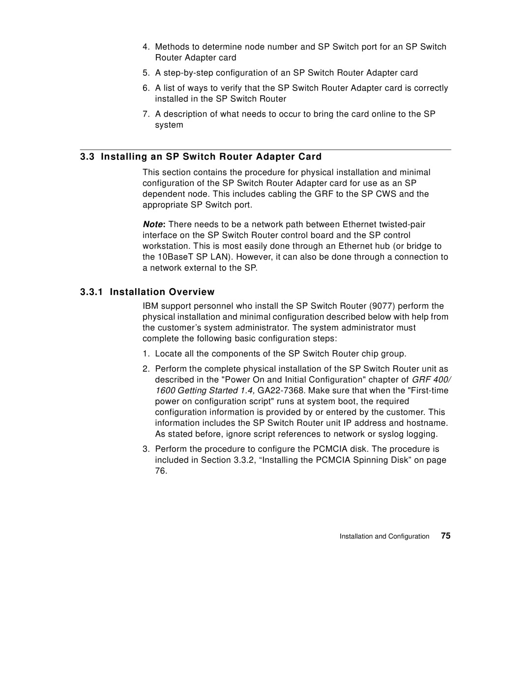 IBM 9077 manual Installing an SP Switch Router Adapter Card, Installation Overview 