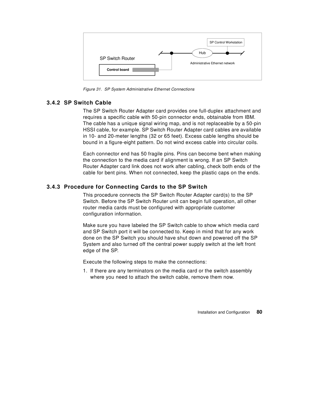 IBM 9077 manual SP Switch Cable, Procedure for Connecting Cards to the SP Switch 