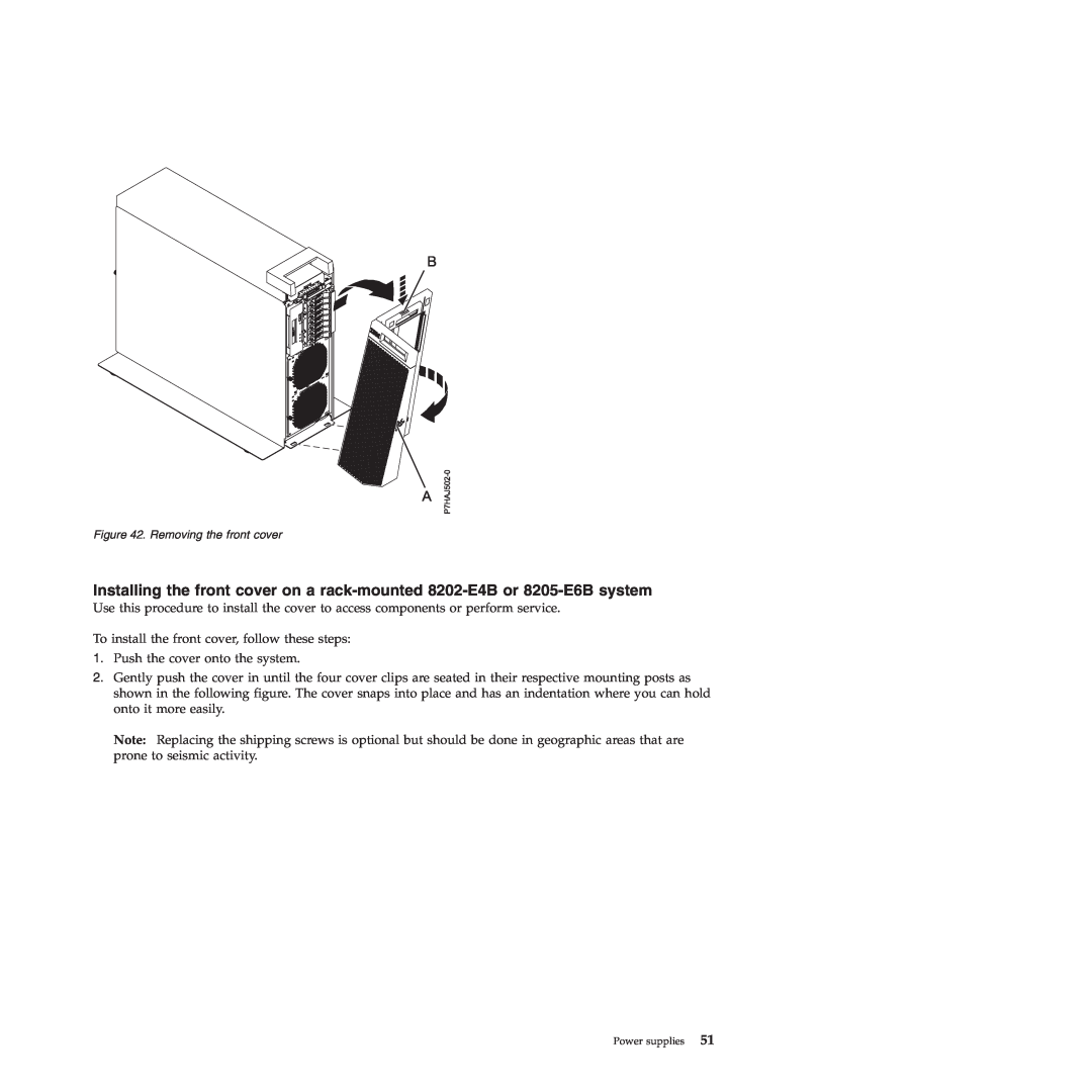 IBM 9117-MMB, 9179-MHB manual Removing the front cover 