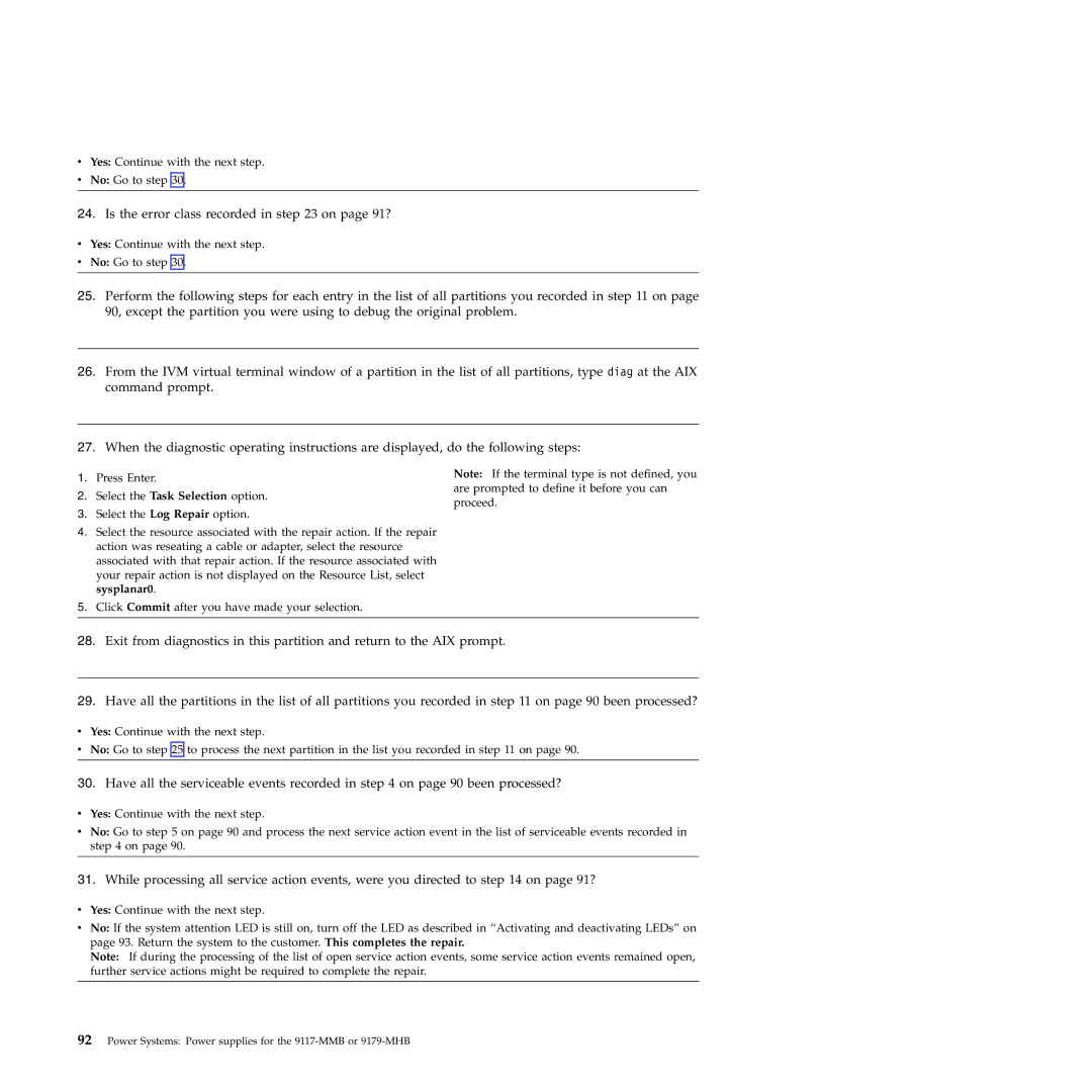 IBM 9179-MHB, 9117-MMB manual Is the error class recorded in on page 91? 