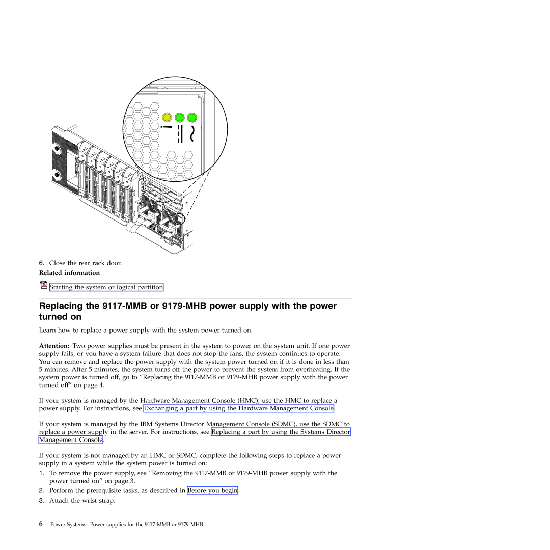 IBM 9179-MHB, 9117-MMB manual Close the rear rack door 