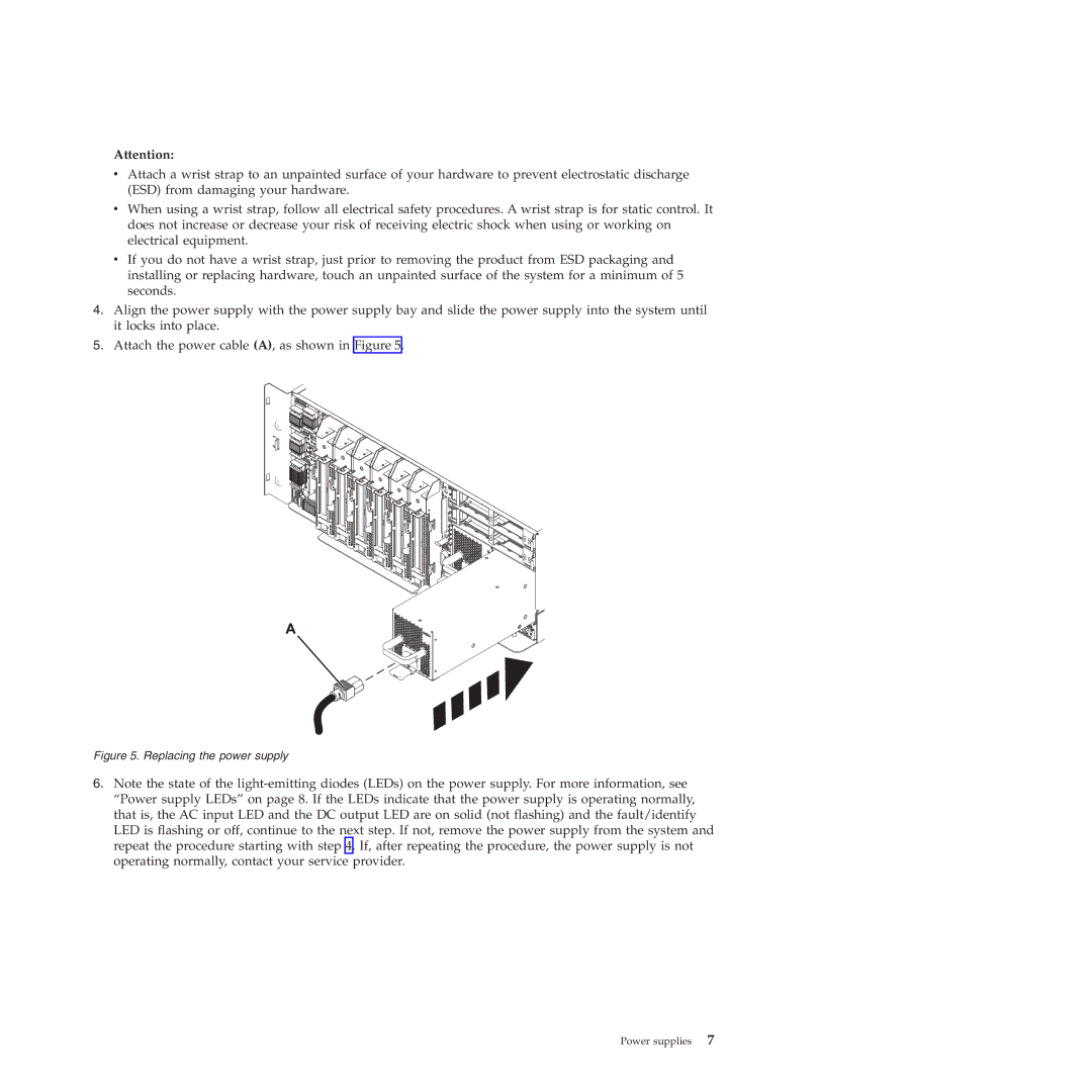 IBM 9117-MMB, 9179-MHB manual Replacing the power supply 